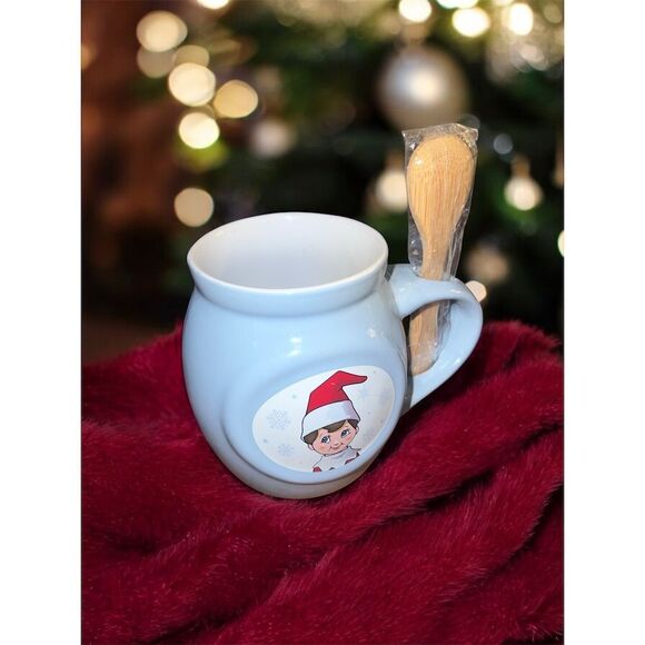 Elf on the Shelf Christmas Coffee Cocoa Mug Blue 4" Festive Holiday Decor EUC - Picture 5 of 7